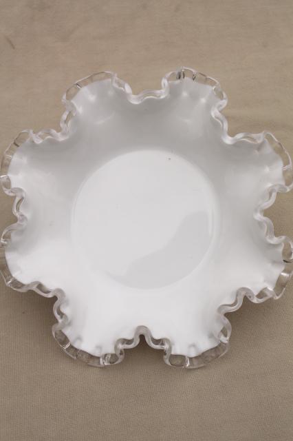 photo of vintage Fenton silver crest clear edge milk glass, instant collection art glass #2