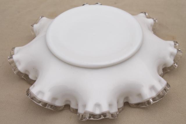 photo of vintage Fenton silver crest clear edge milk glass, instant collection art glass #3