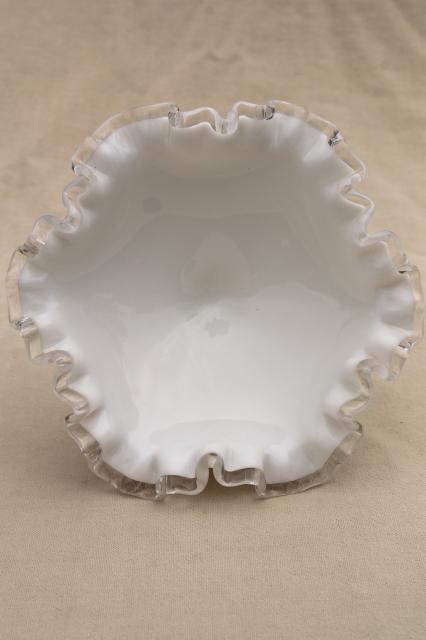 photo of vintage Fenton silver crest clear edge milk glass, instant collection art glass #6