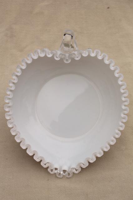 photo of vintage Fenton silver crest clear edge milk glass, instant collection art glass #9