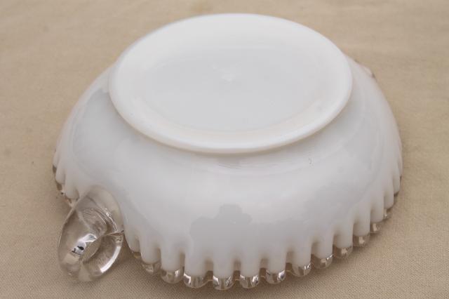 photo of vintage Fenton silver crest clear edge milk glass, instant collection art glass #10