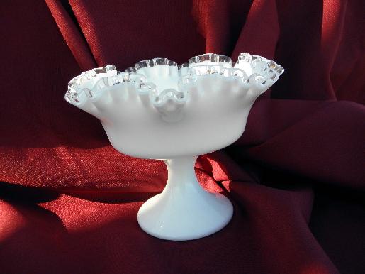 photo of vintage Fenton silver crest fruit compote bowl, large pedestal dish #1