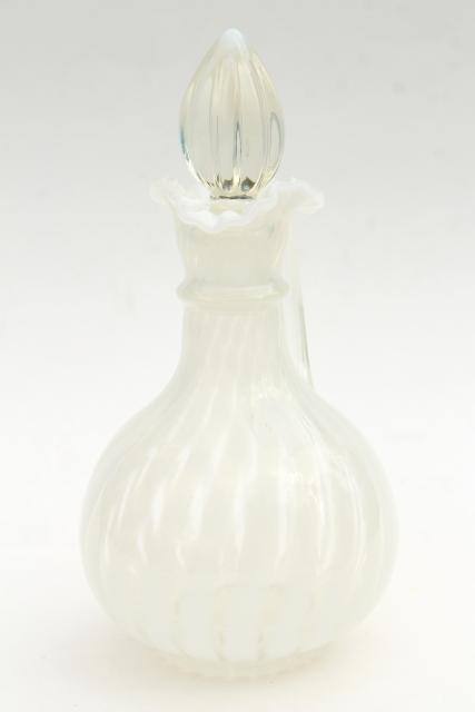 photo of vintage Fenton spiral optic french opalescent white swirl ribbed glass cruet bottle  #5