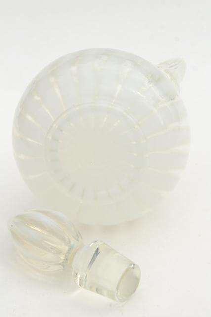 photo of vintage Fenton spiral optic french opalescent white swirl ribbed glass cruet bottle  #7