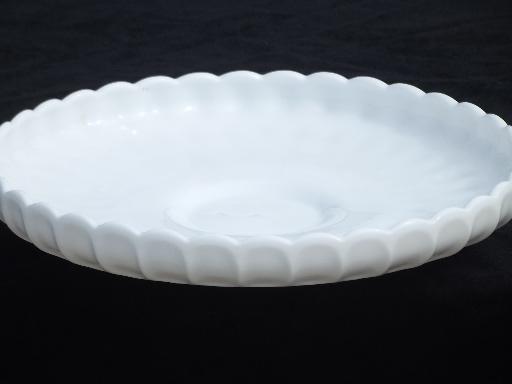 photo of vintage Fenton thumbprint milk glass, large plate from chip and dip dish #1