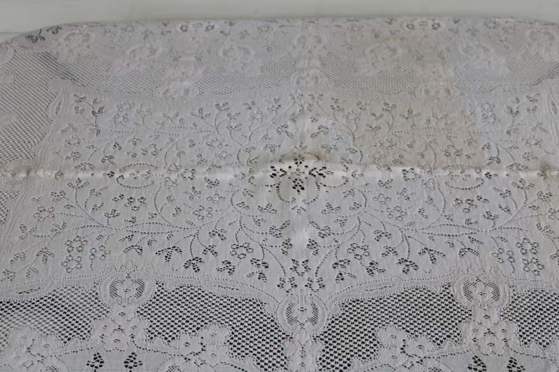 photo of vintage Fieldcrest label cotton lace tablecloth, Quaker lace type cloth 78" x 68" #6