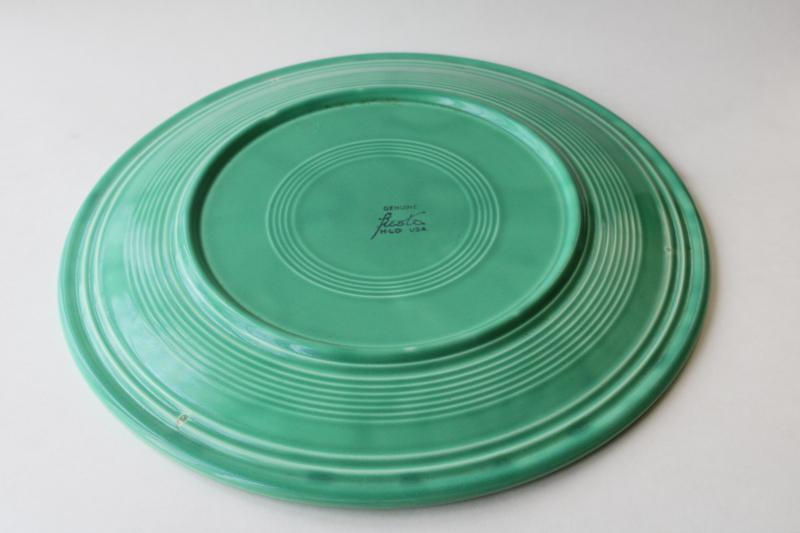 photo of vintage Fiesta Homer Laughlin light green chop plate, big round tray or cake plate #5