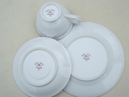 photo of vintage Fine China - Japan Royal Swirl pink rose dishes, tea & cake for 4 #7