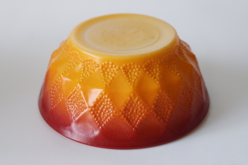 photo of vintage Fire King Kimberly diamond pattern orange ombre cereal bowl, Halloween candy dish?  #3