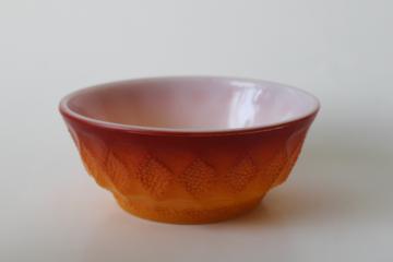 catalog photo of vintage Fire King Kimberly diamond pattern orange ombre cereal bowl, Halloween candy dish? 