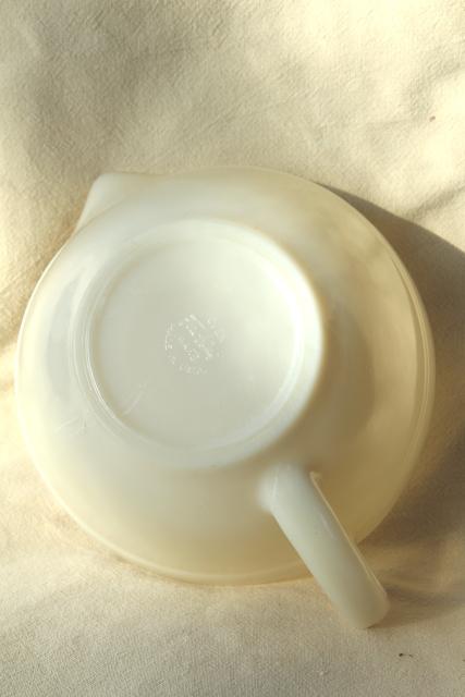 photo of vintage Fire King Oven Ware custard ivory milk glass batter bowl mixing pitcher #6