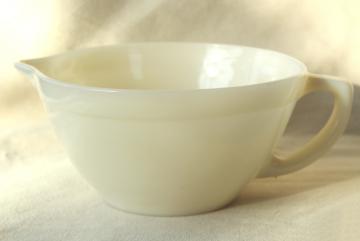 catalog photo of vintage Fire King Oven Ware custard ivory milk glass batter bowl mixing pitcher