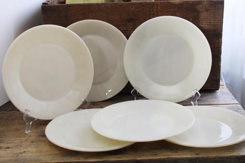 photo of vintage Fire King Oven Ware ivory glass restaurant ware dinner plates  #1