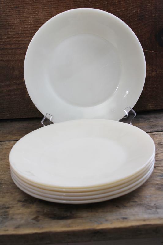 photo of vintage Fire King Oven Ware ivory glass restaurant ware dinner plates  #5