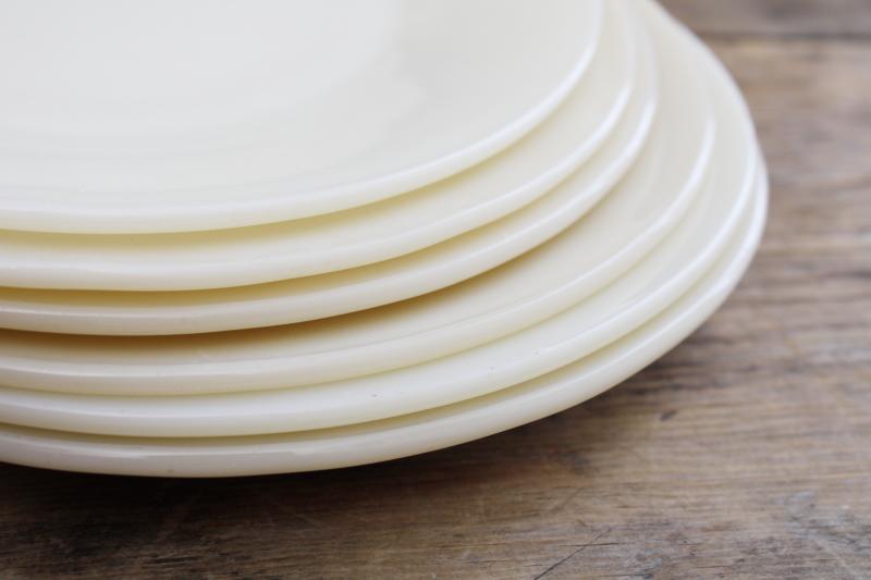 photo of vintage Fire King Oven Ware ivory glass restaurant ware dinner plates  #6