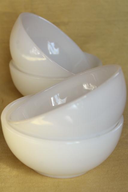 photo of vintage Fire King Oven Ware white glass bowls, heavy restaurant ware milk glass #1