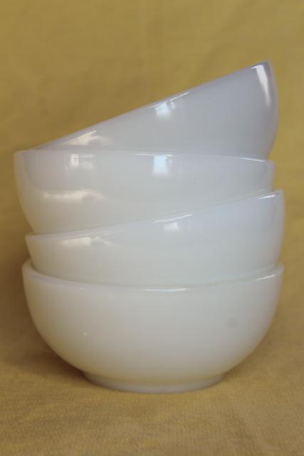 photo of vintage Fire King Oven Ware white glass bowls, heavy restaurant ware milk glass #2