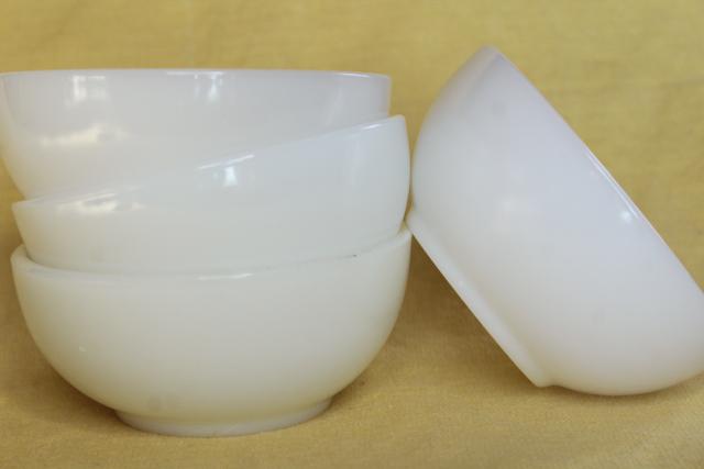 photo of vintage Fire King Oven Ware white glass bowls, heavy restaurant ware milk glass #3