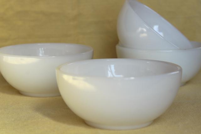 photo of vintage Fire King Oven Ware white glass bowls, heavy restaurant ware milk glass #4