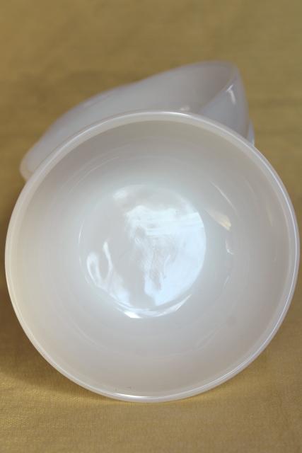 photo of vintage Fire King Oven Ware white glass bowls, heavy restaurant ware milk glass #6