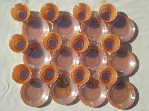 photo of vintage Fire King copper tint peach luster glass cups saucers set of 12 #5