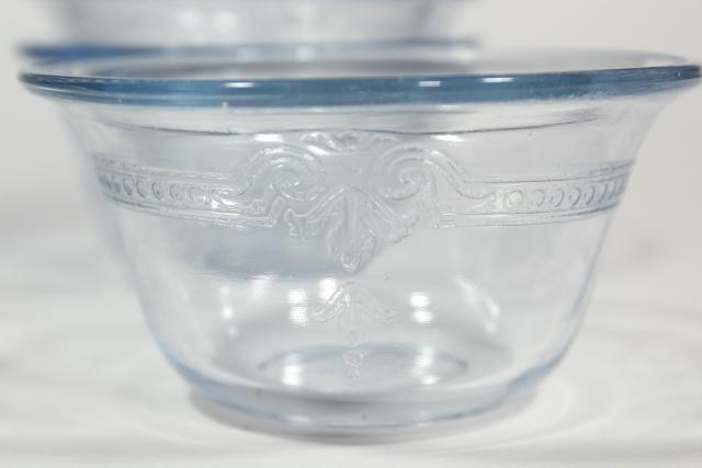 photo of vintage Fire King glassware, Philbe sapphire blue depression glass custard cups #3