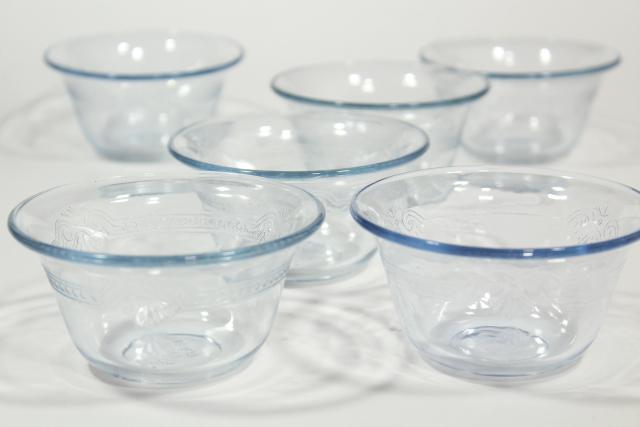 photo of vintage Fire King glassware, Philbe sapphire blue depression glass custard cups #2