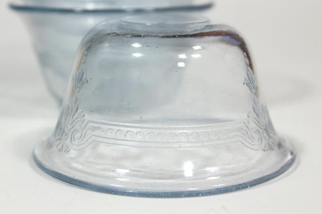 photo of vintage Fire King glassware, Philbe sapphire blue depression glass custard cups #5