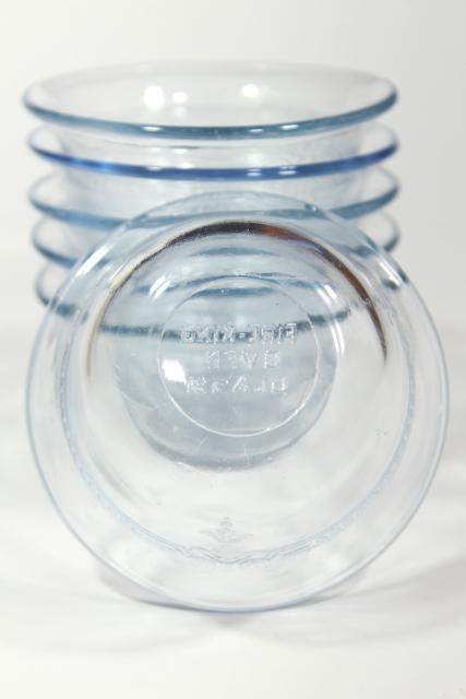 photo of vintage Fire King glassware, Philbe sapphire blue depression glass custard cups #6