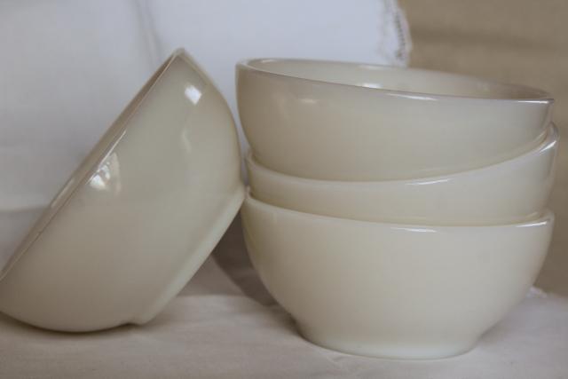 photo of vintage Fire King ivory white glass bowls, heavy restaurant ware milk glass #3