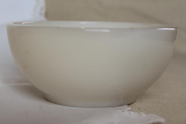 photo of vintage Fire King ivory white glass bowls, heavy restaurant ware milk glass #4