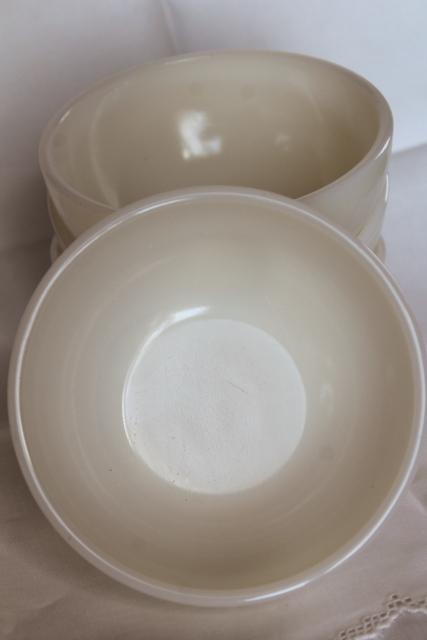 photo of vintage Fire King ivory white glass bowls, heavy restaurant ware milk glass #5