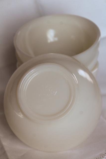 photo of vintage Fire King ivory white glass bowls, heavy restaurant ware milk glass #6