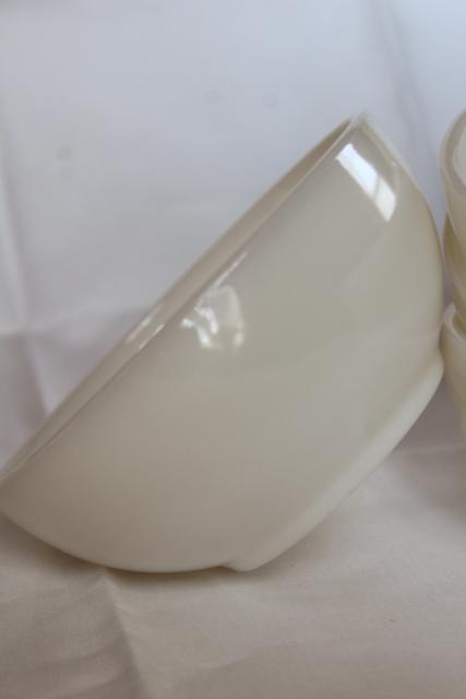 photo of vintage Fire King ivory white glass bowls, heavy restaurant ware milk glass #7