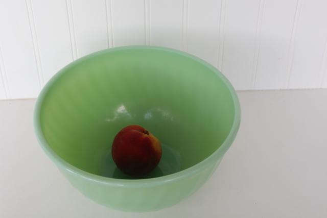 photo of vintage Fire King jadeite jadite green glass swirl pattern large mixing bowl #2