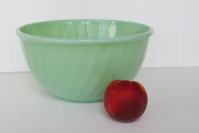 photo of vintage Fire King jadeite jadite green glass swirl pattern large mixing bowl #3