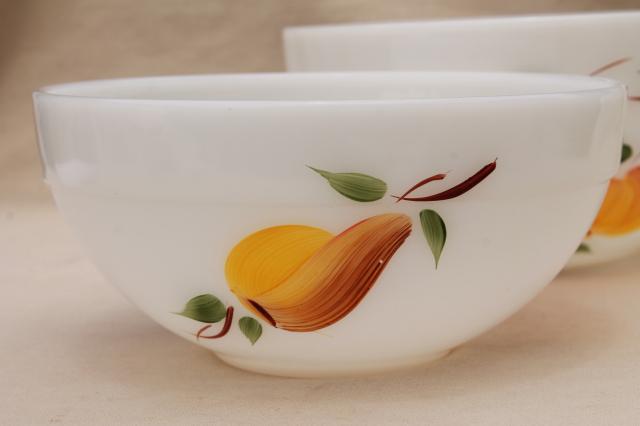 photo of vintage Fire King milk glass mixing bowls w/ hand painted fruit Gay Fad studios #4