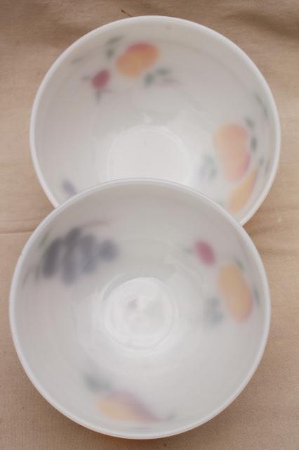 photo of vintage Fire King milk glass mixing bowls w/ hand painted fruit Gay Fad studios #9