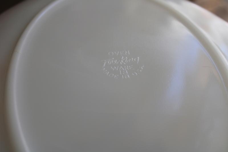 photo of vintage Fire King milk glass platter w/ golden harvest wheat pattern #4