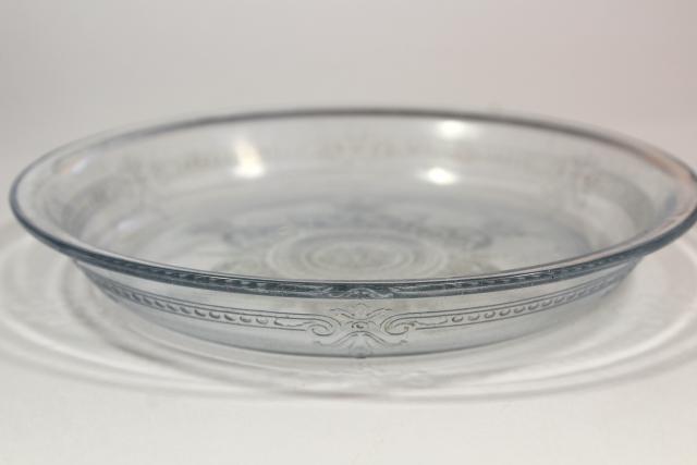photo of vintage Fire King oven proof glassware, pie pan plates sapphire blue depression glass #6