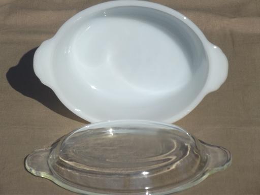 photo of vintage Fire King oven proof kitchen glass oval casserole w/ gold wheat #3