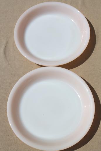 photo of vintage Fire King peach luster copper-tint pie plates, pie pans set #3