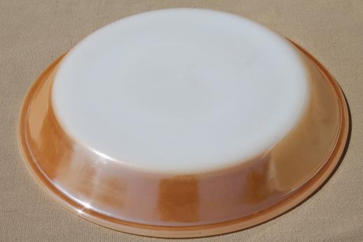 photo of vintage Fire King peach luster copper-tint pie plates, pie pans set #5