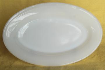 catalog photo of vintage Fire King restaurant ware white       milk glass, oval platter or steak plate