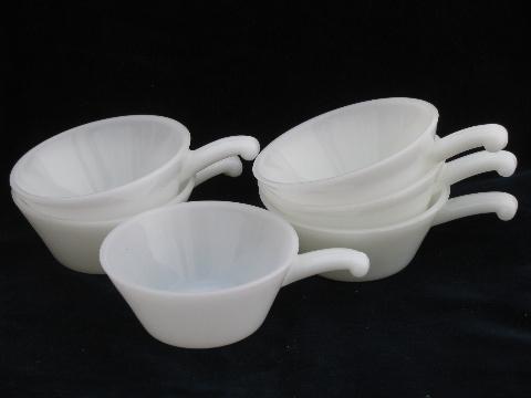 photo of vintage Fire-King oven proof ramekins, handled soup bowls, onion soups #1