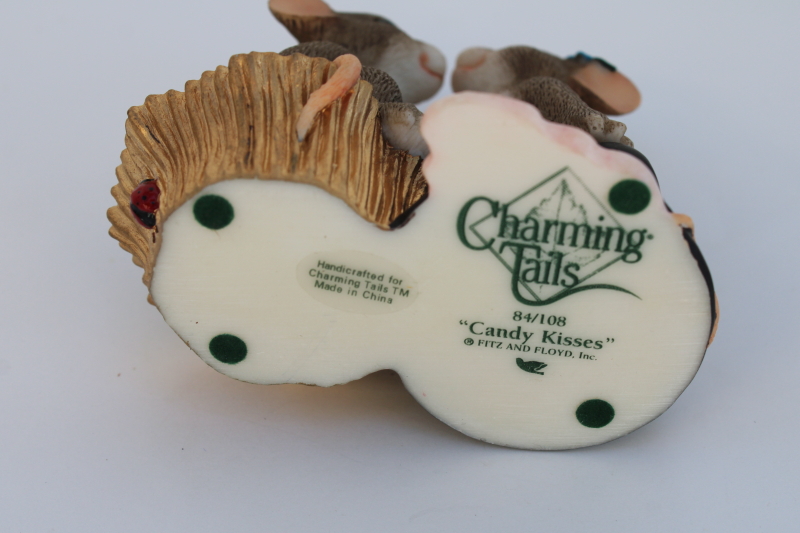 photo of vintage Fitz & Floyd Charming Tails figurine, mouse couple chocolate covered cherry #6