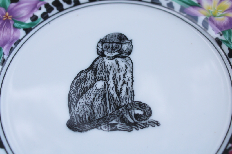 photo of vintage Fitz and Floyd china plate moustached monkey Fleurs Safari #2