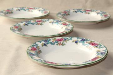 catalog photo of vintage Floradora Royal Doulton Made in England china soup bowls set of 4