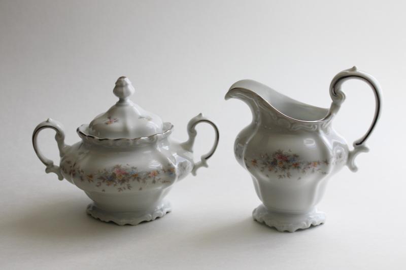 photo of vintage Floral Splendor pattern cream and sugar set, Johann Haviland Bavaria china #1