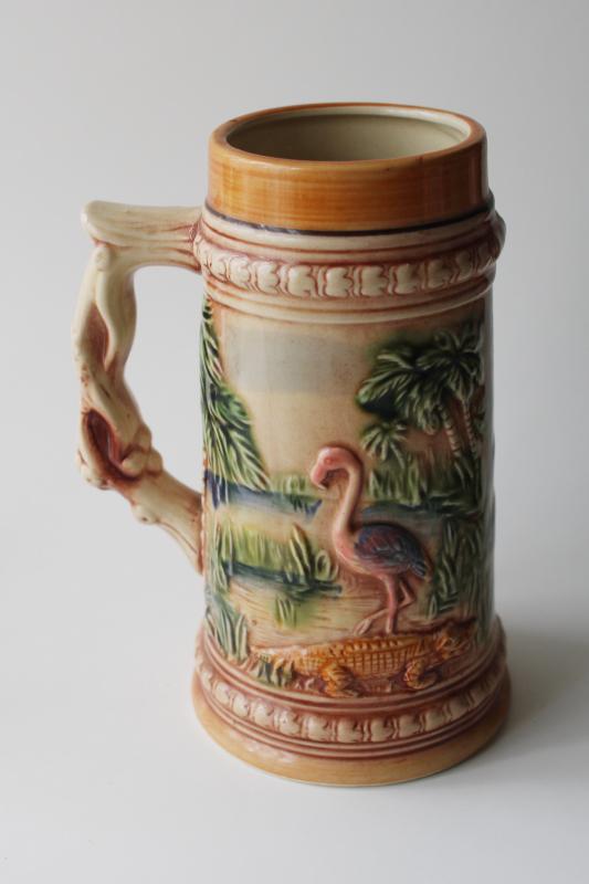 photo of vintage Florida souvenir beer stein, made in Japan hand painted ceramic #2